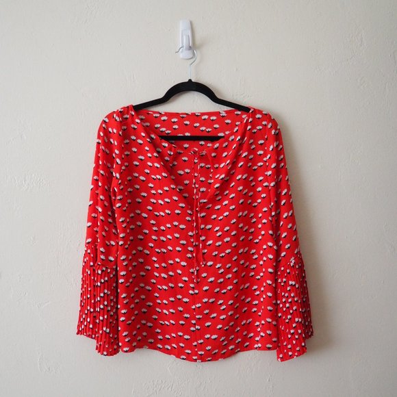 Ann Taylor Factory Red Floral Blouse - Picture 4 of 7